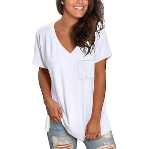 Chemise décontractée pour femme en coton à manches courtes et col en V, avec logo personnalisé, respirante, légère, tricotée, unie, design élégant - Product Image 6