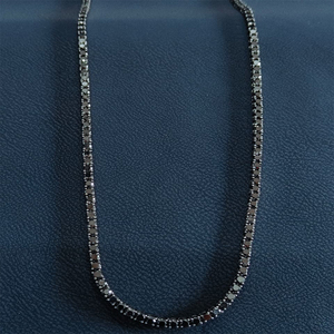 Rizta Jewel Black Diamond 14K Solid <b>Gold</b> Natural Stone Unisex Classic Tennis Riviera Necklace 20inch 32.00ct Claw Setting - Product Image 4