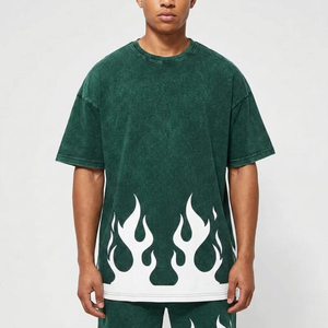 Men Oversized T <b>Shirt</b> <b>Flame</b> Print Graphic Tee Streetwear Acid Wash Loose Fit Casual Cotton T <b>Shirt</b> Summer Fashion - Product Image 6