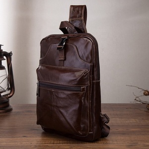 High Quality Custom Genuine Leather Vintage Fashion Portable Chest Bag for Men Zipper Closure Outdoor & Daily Use - Product Image 5