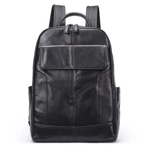 Sac à dos en cuir véritable noir pour hommes, sac pour ordinateur portable de 7 pouces, sac à dos de voyage, sac à dos décontracté pour le travail et les affaires - Product Image 1