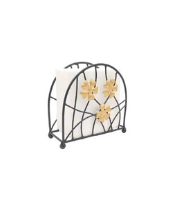 Porta Servilletas de Metal Negro con Diseño de Flor Dorada para Mesa de Comedor, Decoración de Cocina, Cafeterías y Recepción de Invitados, de la India - Product Image 1