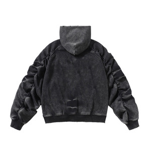 Sudadera con Capucha de Alta Calidad, Estilo Vintage, Lavado Ácido, 100% Algodón, Felpa, Bordado Personalizado, para Hombre, Invierno, Talla Grande - Product Image 6