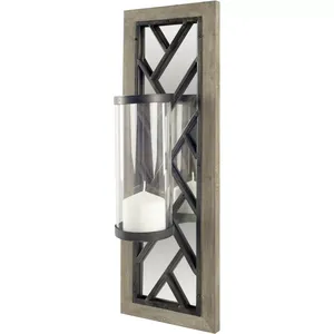 Rustic Metal Art Deco Animal <b>Wall</b> Decal with Geometric Frame and Candle Holder for Living Room Christmas Decor - Product Image 1