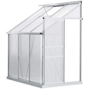 Serra da Giardino Regolabile con Tetto Apribile 6FT X 4FT in Alluminio con Porta Scorrevole in Policarbonato e Grondaia - Colore Verde - Product Image 1