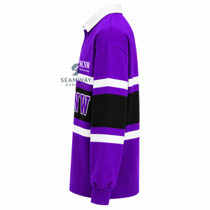 Camiseta de rugby extragrande de bloques de color para mujer NCVW, manga larga, cuello vuelto, bordado con letras griegas, jersey universitario - Product Image 3