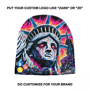 ZAINI Bonnet unisexe 100% acrylique à revers avec motif tête de mort pour l'extérieur et les voyages, chapeau d'hiver - Product Image 4