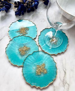 Hot Sale Top Quality Customize <b>Square</b> Round Wood Resin Coaster With Holder <b>Set</b> agate - Product Image 4