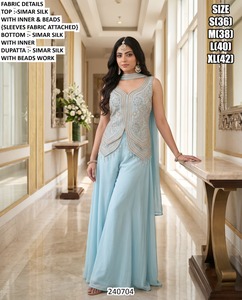 Ensemble Lehenga en Soie Simar Rose Brodé Bhandhani avec Perles, Longueur Ras du Sol, Tenue Traditionnelle de Mariage pour Femme, Séchage Rapide, Protection Solaire - Product Image 2