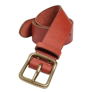 Cinturón con hebilla de latón dorado, cinturones de cuero de búfalo auténtico de primera calidad, cinturón formal de color marrón de moda para hombre, ideal para regalo. - Product Image 1