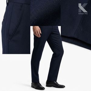 Pantalones Chinos Bi-Stretch Azul Marino Personalizados para Hombre, Trutemp 365 Spandex 295GSM, Pantalones de Vestir Casuales Elegantes, Fabricante OEM ODM - Product Image 5