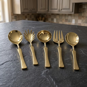 Juego de Servidores de Ensalada Contemporáneos de Acero Inoxidable, Utensilios para Servir Verduras Frescas, Pasta, Guarniciones y Decoración de Mesa Moderna - Product Image 4
