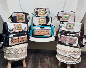 Bolsa de pañales de viaje multifuncional de cuero de vaca a mano de moda de gran capacidad, mochila y neceser para mujer - Product Image 4