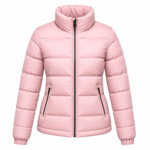 Doudoune matelassée personnalisée pour femme, couleur unie, chaude, coupe-vent, col montant, manteau d'hiver avec rembourrage alterné en duvet, vêtement d'extérieur à effet bulle - Product Image 1