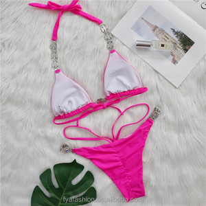 Conjunto de bikini triangular para mujer, top push-up acolchado de dos piezas, cintura alta con lazo ajustable para vacaciones - Product Image 4