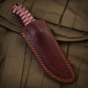 Trending 12c27 Steel Fixed Blade Skinning Knife Pakka Wood Handle ODM OEM Full Tang Bushcraft Camping Utility Leather Sheath - Product Image 2