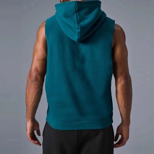 เสื้อฮู้ดดี้แขนกุดผู้ชายแบบสั่งทำ OEM สำหรับออกกำลังกายและฟิตเนส - Product Image 3