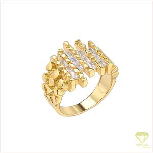 Premium Lab Grown Diamond 925 Silver <b>Open</b> Band <b>Ring</b> With Raised Rectangular Stone Details For Importers - Product Image 3