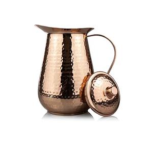 Pichet en cuivre avec couvercle, 100% cuivre pur, pichet à eau martelé, 50,7 oz (1,5 litre) pour l'eau potable, pichet traditionnel - Product Image 2