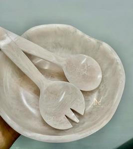 Juego de Tazones de Resina Pulida Hechos a Mano con Cuchara y Tenedor para Servir, Diseño Clásico, Ecológico, para Servir Comida en Bodas, Regalos - Product Image 1