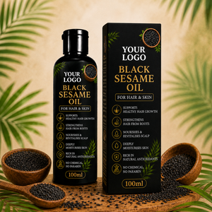 Huile de sésame noir en marque privée pour les cheveux et les massages cutanés |   Huile capillaire naturelle au sésame pour nourrir le cuir chevelu, soigner les cheveux et hydrater la peau - Product Image 4
