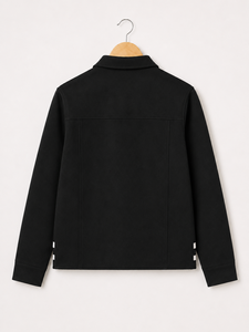 Black women's <b>Zip</b> <b>Up</b> <b>Jacket</b> Casual Collar Outerwear Windproof Breathable Long Sleeve Coat for Autumn Winter - Product Image 2