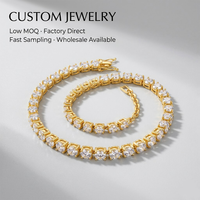 Collier tennis Mosen en acier inoxydable, plaqué or de luxe, avec une seule rangée de zircone cubique sertie à griffes, chaîne à boucles pour vêtements tendance.
