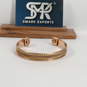 Elegant Metal Craft Slim Magnetic Copper Cuff <b>Bangle</b> <b>Engraved</b> Plain Design Adjustable Open Bracelet Handmade Lightweight - Product Image 6