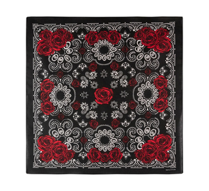 Bandana OEM 2026 Wholesale In-Stock Custom High Quality Ethnic Unisex Head Scarfs Printed Black Silk Custom Logo All - Product Image 3