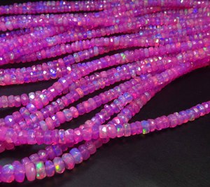 Natural High Grade <b>Pink</b> Welo Ethiopian Opal Beads 16" Strand Full Flash Faceted Gemstone 4.5-5mm Center <b>Drill</b> Rondelle Beads - Product Image 3