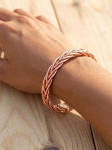 Bracelet jonc tressé en cuivre pur fait main, thérapie magnétique, bijoux en cuivre artisanal pour hommes et femmes, soulagement de l'arthrite, OEM - Product Image 2