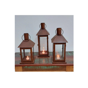 ชุดโคมไฟโลหะสีน้ำตาลขายส่ง 3 ชิ้น โคมไฟแขวนตกแต่งสแตนเลสสตีลวินเทจสำหรับตกแต่งงานอีเว้นท์ - Product Image 1