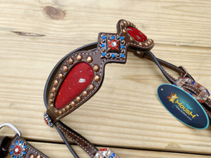 Ensemble de têtière et de peitorale en cuir occidental de qualité supérieure avec boucles décoratives et conchos – Équipement d'équitation durable - Product Image 2