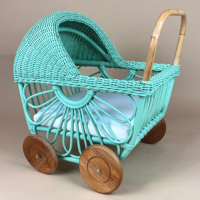 Magnifique poussette pour poupée en rotin, de haute qualité, petite poussette pour enfant, chariot pour poupées, rangement pour poupées