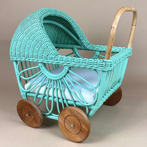 Hermosa carriola de mimbre para muñecas, cochecito pequeño de alta calidad para niños, vagón para muñecas con almacenamiento. - Product Image 6
