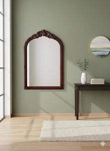 Hand Carved Round Wooden Wall <b>Mirror</b> Floral Frame Decorative Traditional Rustic <b>Hanging</b> <b>Mirror</b> for Home Decor - Product Image 3