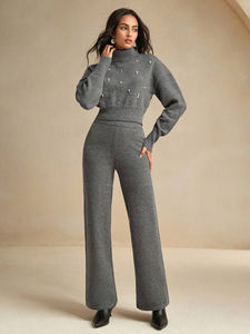 Survêtement de sport en gros pour hommes et femmes, ensemble deux pièces avec veste zippée et pantalon, tenue de sport pour la gym, personnalisable avec logo, direct usine - Product Image 6