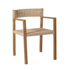 Chaise de salle à manger minimaliste en teck massif avec assise en corde naturelle – Style nordique, mobilier pour restaurant, café, hôtel - Product Image 5