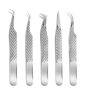 Pinzas de belleza profesionales de acero inoxidable para volumen de pestañas, masaje de párpados, mango cruzado, antiestáticas y ligeras para cejas - Product Image 5