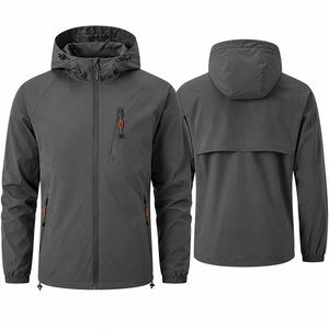 Custom Men's Thin Packable Hooded Waterproof Breathable Windproof Rain Jacket Outdoor <b>Shell</b> OEM Private Label Wholesale - Product Image 1