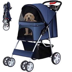 Cochecito para mascotas de doble entrada con cremalleras de fácil acceso, ruedas antideslizantes y cabina ventilada con impresión personalizada disponible - Product Image 1
