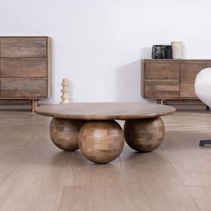 Vandana Golden Value <b>round</b> coffee <b>table</b> with a clean and organic design, made of <b>solid</b> mango <b>wood</b> - Product Image 2