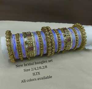 Luxury High Quality <b>Tungsten</b> Gold Plated Multi Color Traditional Bangles Set Women's Indian Bridal Engagement Wedding Party Gift - Product Image 1