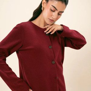 Cárdigan de Punto sin Mangas con Cuello Tipo Bufanda Minimalista para Mujer, Color Sólido, Cierre de Botones, Transpirable, para Otoño, de Lana, Corte Regular - Product Image 5