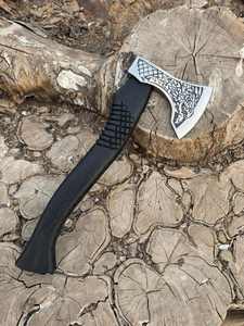 Hache viking artisanale Thewizcrafts en acier à haute teneur en carbone, manche en bois de frêne, étui en cuir, camping en plein air, OEM HRC 58-60 - Product Image 4