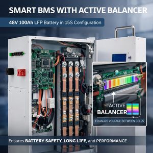 แบตเตอรี่ LiFePO4 48V 100Ah (15 เซลล์) ระบบจัดการแบตเตอรี่อัจฉริยะ (Smart BMS) พร้อมระบบปรับสมดุลแบตเตอรี่แบบแอคทีฟ รองรับการสื่อสาร RS485 และ CAN ระดับการป้องกัน IP54 และ IP65 อายุการใช้งาน 50 ปี รับประกัน 5 ปี - Product Image 5