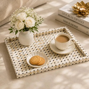 Luxury Handmade Bone Inlay Serving <b>Tray</b> Rectangular Decorative Coffee Table Ottoman Breakfast Tea Serving <b>Tray</b> <b>Wooden</b> Vanity - Product Image 3