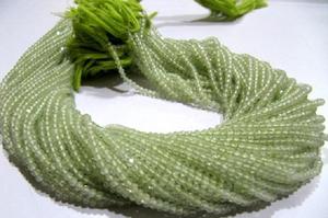 Cuentas de Prehnita Natural en Forma de Rondelle, Microfacetadas, Color Verde, 13 Pulgadas de Largo - Product Image 4
