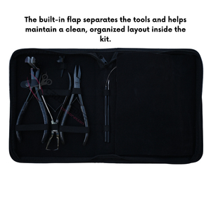 Kit de Herramientas Premium para Técnicos de Extensiones de Cabello Negro con Alicates de 7 Pulgadas, Mini Tijeras, Gancho, Lazos, Hilos para Pelucas y Clip de Estilizado - Product Image 5