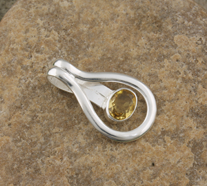 Pendentif en Citrine Naturelle, Argent Sterling 925 Plaqué Platine, Collier Jaune Véritable Vintage, Pierre de Naissance de Novembre, Bijou Fin - Product Image 5